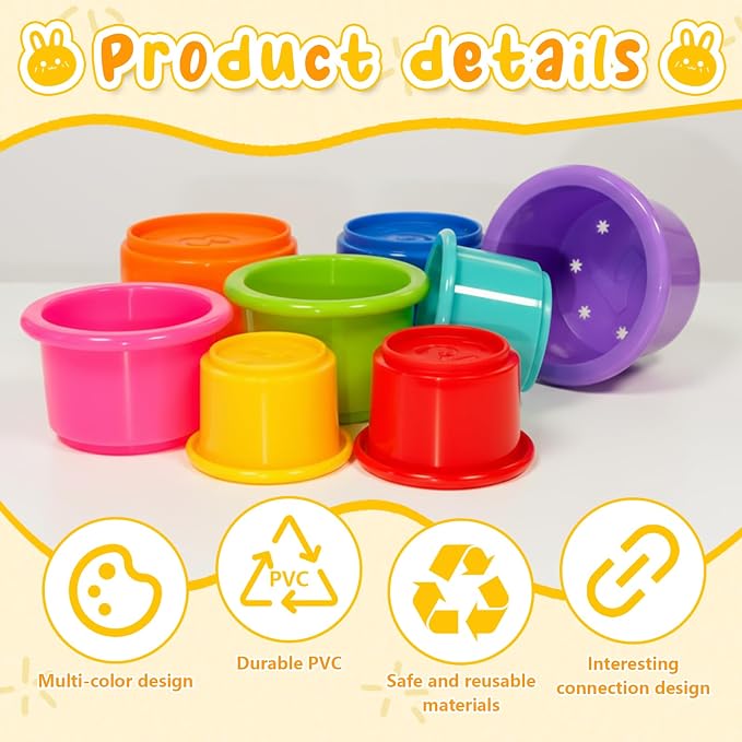 8 Pcs Stacking Cups for Small Animal Toys, Nesting Rabbit Toys of Different - Image 7