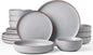 Famiware Mercury 16-Piece Stoneware Plates and Bowls, Light Grey | Dinnerware by Famiware