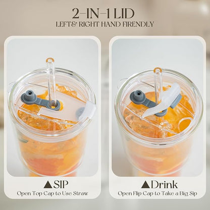 KEMORELA 20 oz Double Wall Glass Tumblers - Image 6