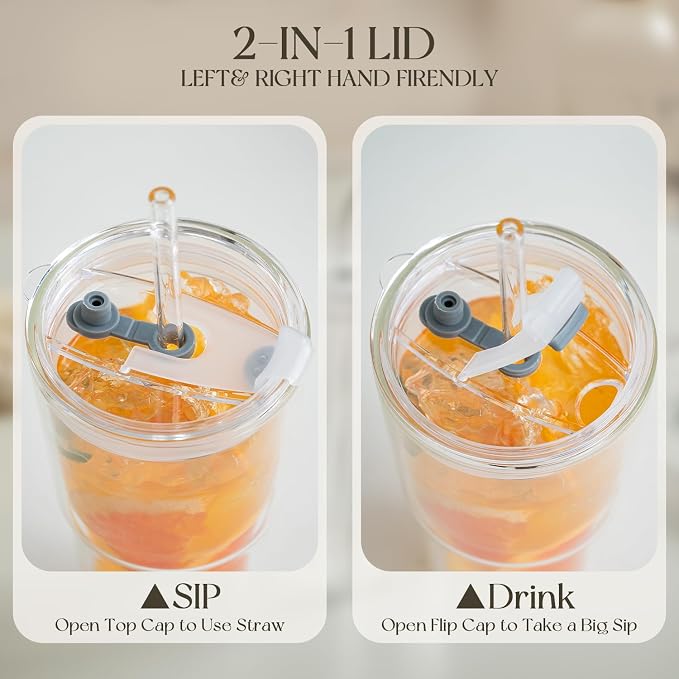 KEMORELA 2PCS 20oz Clear Double Wall Glass Cups - Image 6