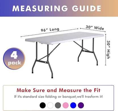 Nasitos 4 Pack Black Tablecloth 8 ft-Fitted Spandex Table Covers, Open Back Trade Show Table Cover, Washable and Wrinkle Resistant Tablecloth for Craft Show, Weddings, Events