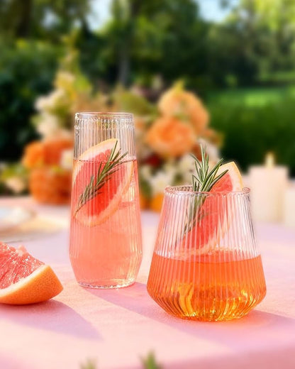 BESTSTAR 96 Pack Clear Plastic Ribbed Origami Ripple Plastic Glasses Set | 48 - Image 2