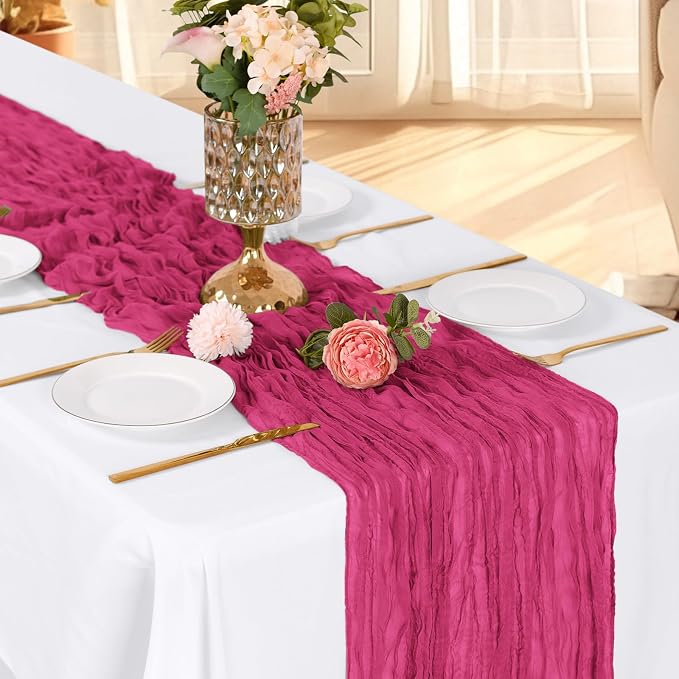 6 Pack Hot Pink Cheesecloth Table Runner, 17 x 108 Inch, Gauze Cheese Cloth - Image 3