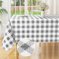 misaya Rectangle Waterproof Vinyl Table Cloth, Buffalo Flannel Backed Tablecloth, Wipeable Plastic Table Cover for Dinner, Kitchen, Outdoor (60" x 144", Grey and White)