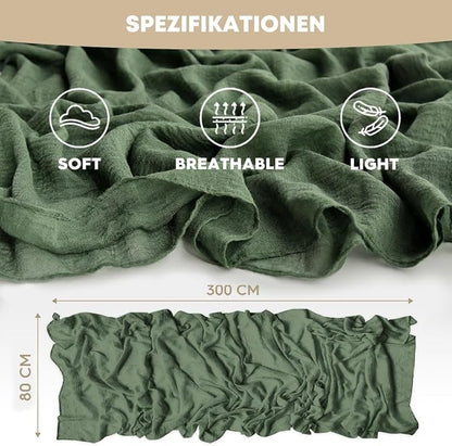 Artoid Mode Boho Forest Green 10Pcs Cheesecloth Gauze Table Runner, 120 Inch - Image 3