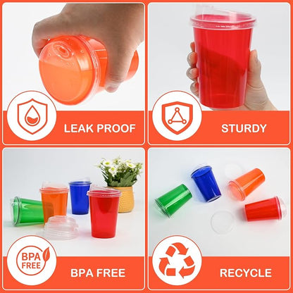 EcoDispose 20 Pack 12oz Kids Cups, Plastic Spill Proof Party Cups - Image 3
