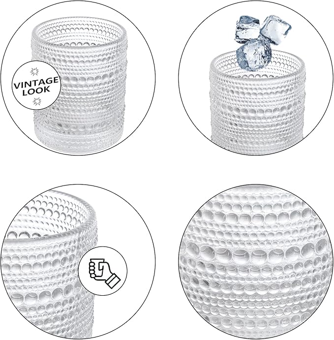 ZOOFOX Set of 6 Romantic Water Glasses, 12 oz Hobnail Glasses Tumbler - Image 3