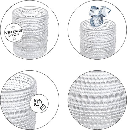 ZOOFOX Set of 6 Romantic Water Glasses, 12 oz Hobnail Glasses Tumbler - Image 3
