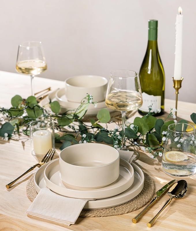 Ceramic Dinnerware Set for 6, 18-Piece Plates and Bowls Set | Lightweight - Image 5