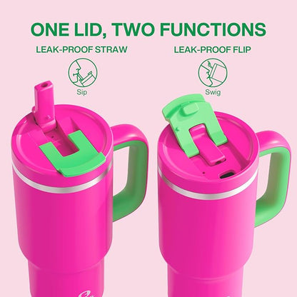 ENCOOL 32 oz Tumbler with Handle and Straw: Stainless Steel Insulated Tumbler - Image 3