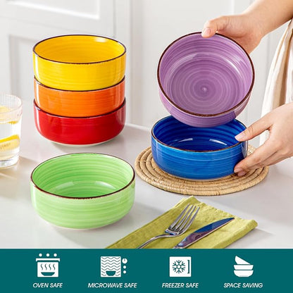 vancasso Bonita Cereal Bowls Set of 6, 24 OZ Ceramic Bowls - Image 4
