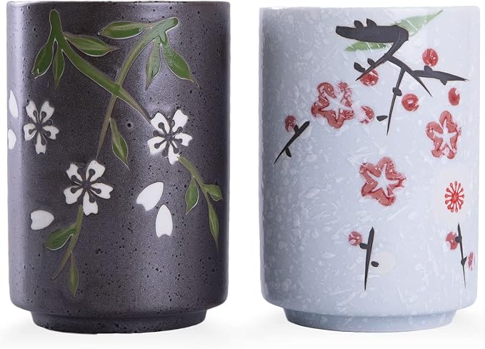 WHJY 10oz Transitional Chinese/Japanese style Handle-less Ceramic Tea cups by WHJY