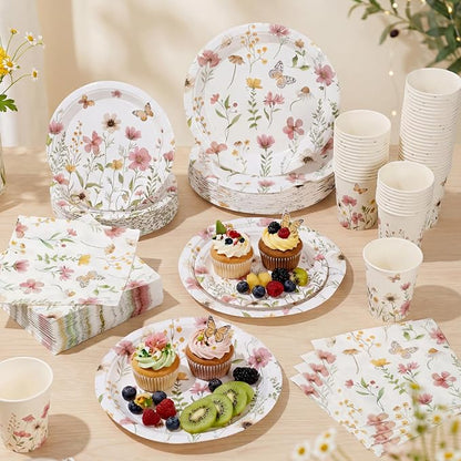 250 Pcs Wildflower Party Decorations Include Spring Summer Floral Paper Plates - Image 4