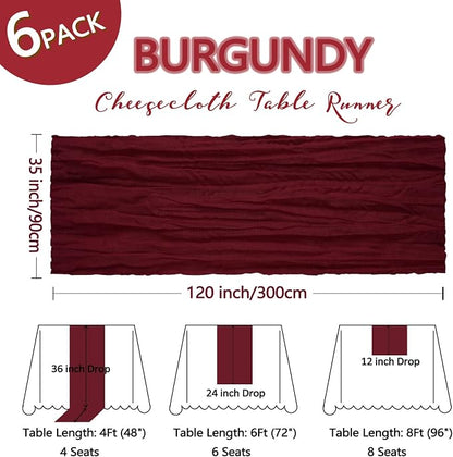 6 Pack Burgundy Cheesecloth Table Runner 10Ft Gauze Red Cheese Cloth Runner - Image 2