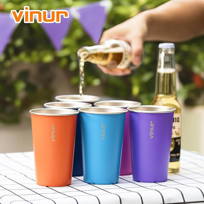 Stainless Steel Cups-16 oz Colorful Stackable Metal Drinking Glasses 4 Pcs | 16 - Image 6