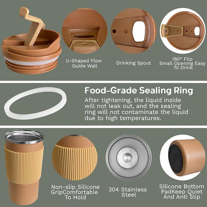 Insulated Travel Coffee Mug, Stainless Steel Coffee Cup - Image 3