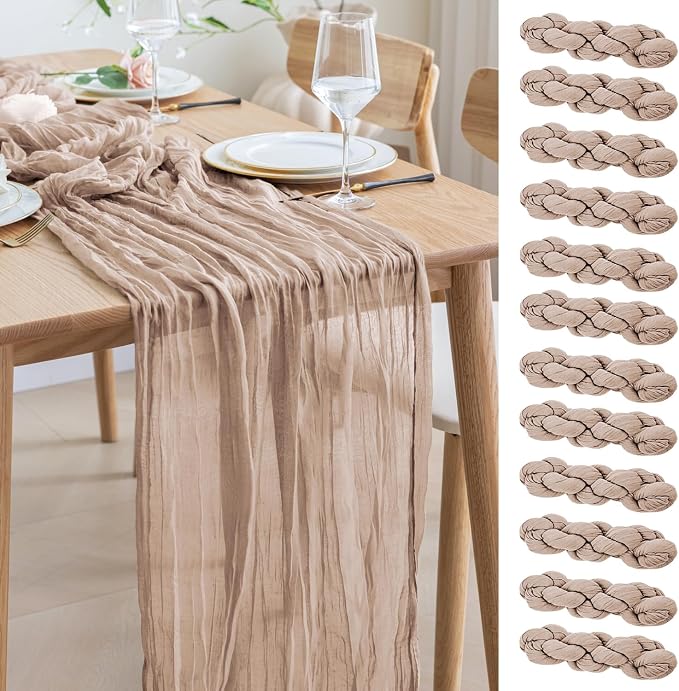 Asee'm 12pcs Nude Pink Cheesecloth Table Runner Summer Boho Rustic 10FT | Fall by Aseem