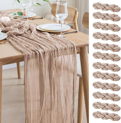 Asee'm 12pcs Nude Pink Cheesecloth Table Runner Summer Boho Rustic 10FT | Fall by Aseem