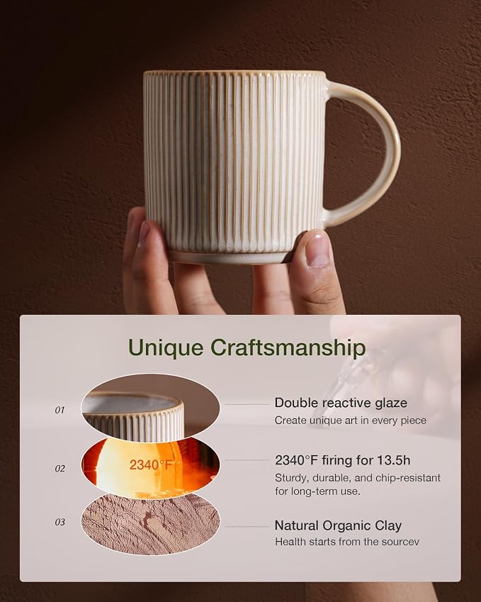 famiware Coffee Mug Set for 8, Star 12 oz Catering Mugs Cup Set - Image 6