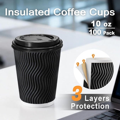 BYSNOW 100 Pack 10 oz Coffee Cups - Image 2