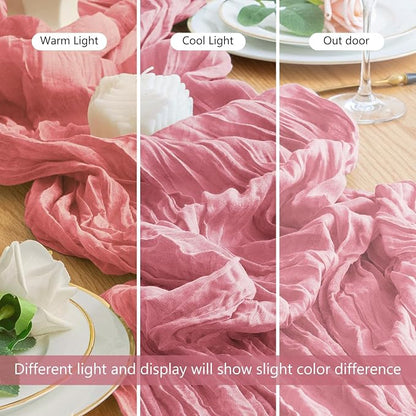 Cheesecloth Table Runner Dusty Rose 10FT Boho Gauze Table Runners | 120 Inch - Image 8
