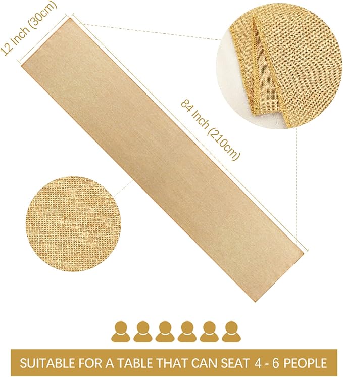 2 Pieces Burlap Table Runners 12x84 Inch Rustic Boho Table Runner | Farmhouse - Image 4