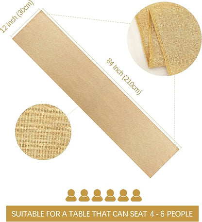 2 Pieces Burlap Table Runners 12x84 Inch Rustic Boho Table Runner | Farmhouse - Image 4