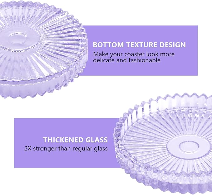 VIBRATITE 4 Inch Glass Coasters Set of 4, Crystal-Like Appearance - Image 3