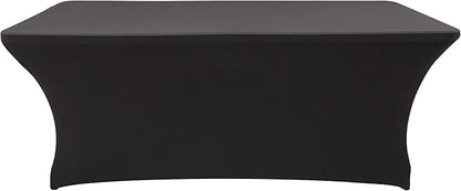 LZY Spandex Fitted Stretch Table Cover for 6 ft or 4ft or 8ft Folding Table, Rectangular Cocktail Tablecloth, Perfect for Party or Banquet (6FT Black)