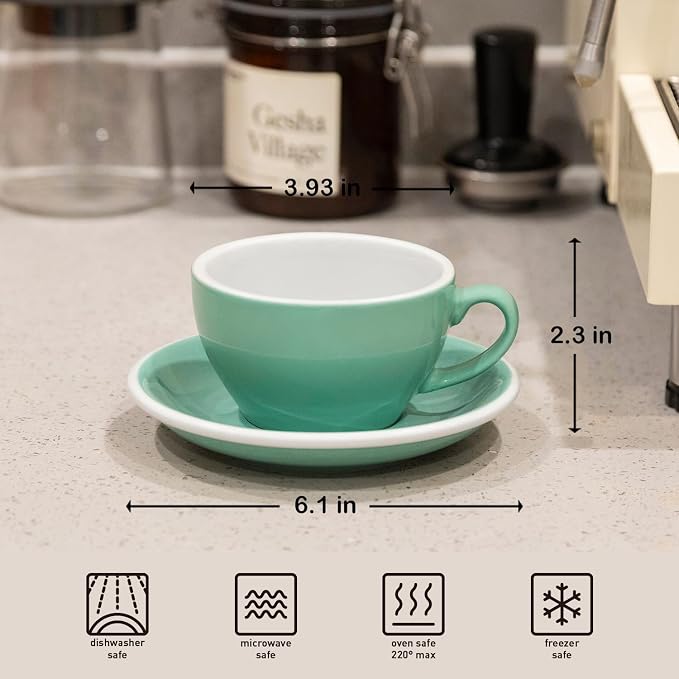 Loveramics Cappuccino Cup with Saucer, 8 oz Ceramic Coffee cup with Round Bottom - Image 4