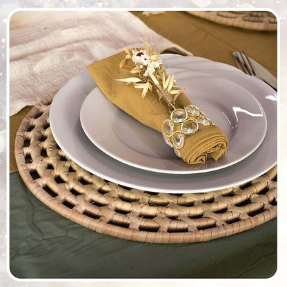 Crystal Metal Napkin Rings Set, Elegant Wedding/Party Table Decor, Shiny - Image 7