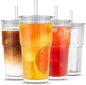 INSETLAN 20 oz Ribbed Glass Tumblers by INSETLAN