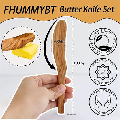 Olive Wood Butter Spreader, 6.8 Inch Handmade Butter Knife Set of 3 | Olive - Image 2
