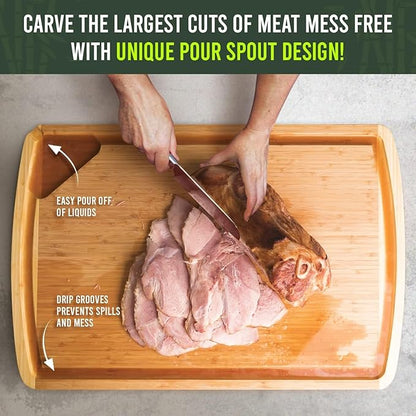 30 x 20 Organic Extra Large Cutting Board with Lifetime Replacements – Wood Bamboo Chopping Board - Wooden Butcher Block Cutting Board for Carving Turkey, Grilling Brisket and BBQ - by Greener Chef