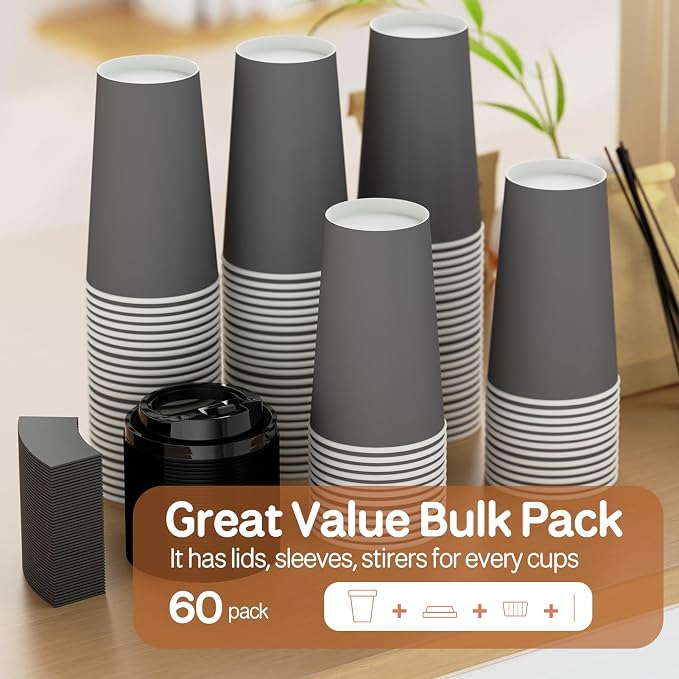 Clawsoff 100 Pack 12 oz Disposable Coffee Cups - Image 6