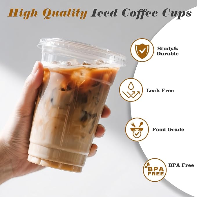 Ginkgo 50 Pack 20 oz Plastic Iced Coffee Cups - Image 3