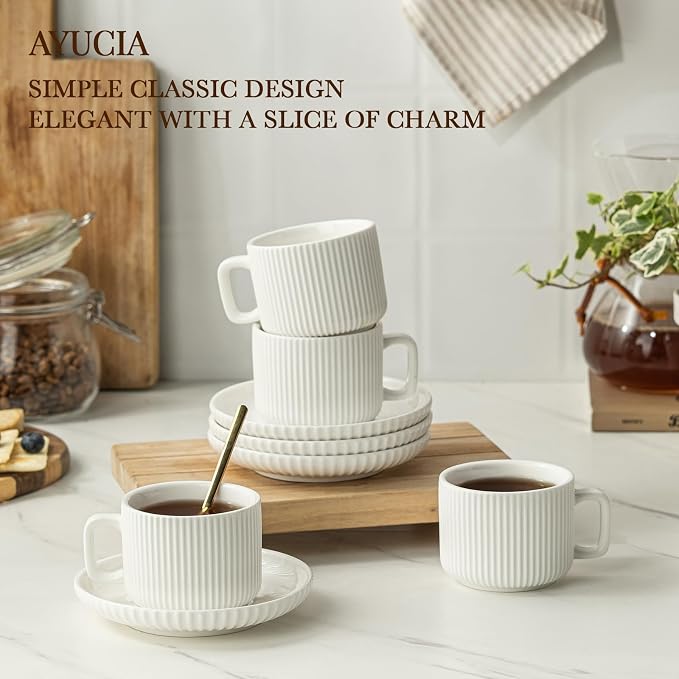 5 Ounce Espresso Cups Set of 4, Small Coffee Cups - Image 2