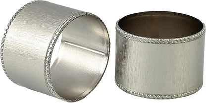 CLEENTABLE Decorative Napkin Ring - 12 Pack Decorative Metal Round Napkin Holders, Finish with Beaded Edge, Vintage Rustic Metal Napkin Rings for Dining, Weddings, Holidays (Silver)