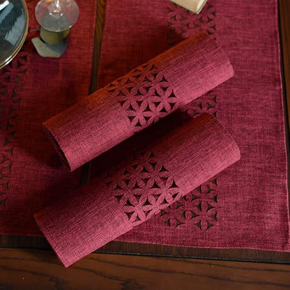 ARTABLE Burgundy Rectangle Fabric Table Runner Finished Edge 16 x 28 Inch | - Image 2