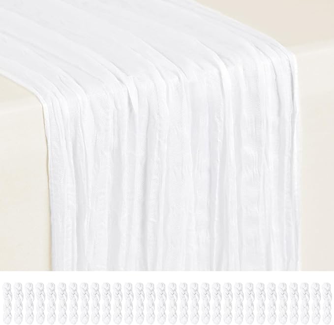 Showgeous 30 Pack White Cheesecloth Table Runner, 17 x 108 Inches | Boho by Showgeous