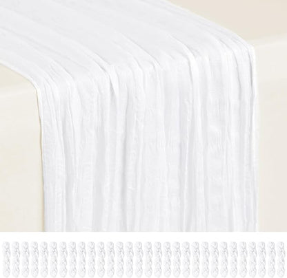 Showgeous 30 Pack White Cheesecloth Table Runner, 17 x 108 Inches | Boho by Showgeous