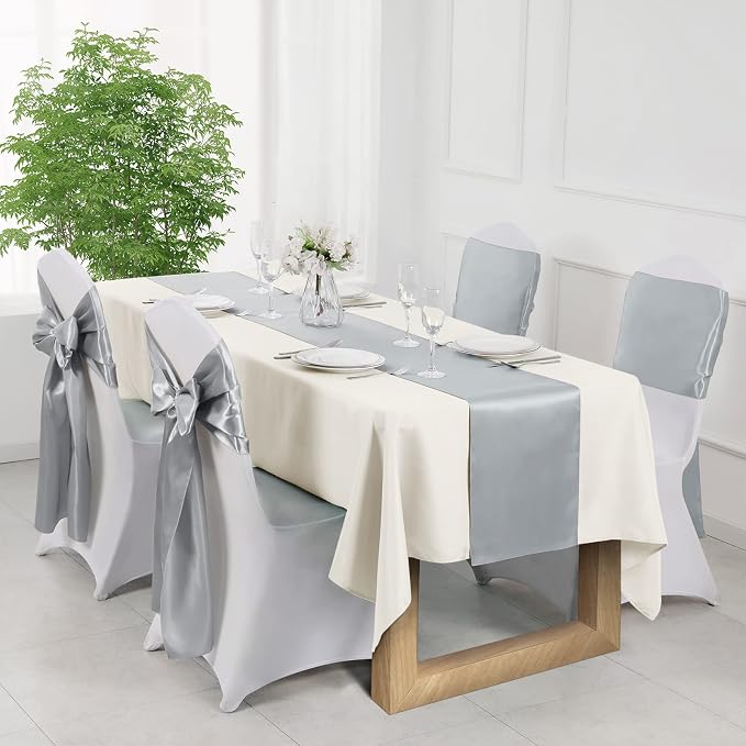 Manyshofu Silver Satin Table Runner 12x108 - Image 5
