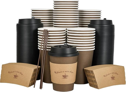 LITOPAK 100 Pack 12 oz Coffee Cups by LITOPAK