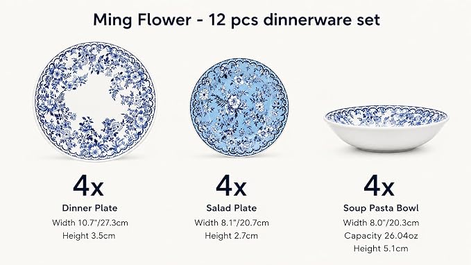 TUDOR ROYAL 12-Piece Porcelain Round Dinnerware Set, Service - Image 3