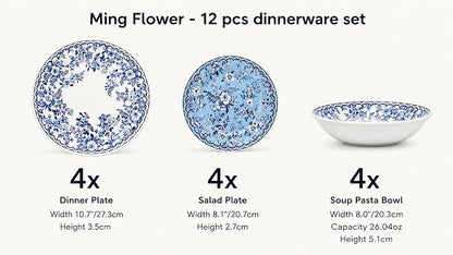 TUDOR ROYAL 12-Piece Porcelain Round Dinnerware Set, Service - Image 3