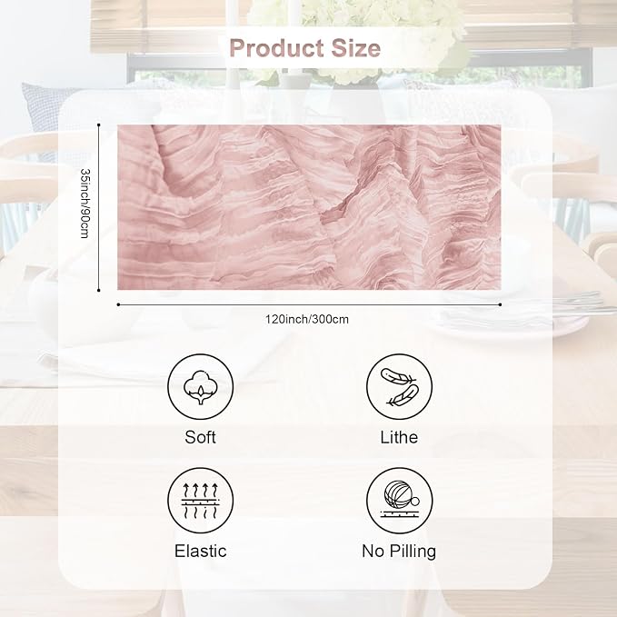 6 Pack Blush Pink Cheesecloth Table Runner 35x120 Inch 10Ft Rustic Gauze Cheese - Image 4