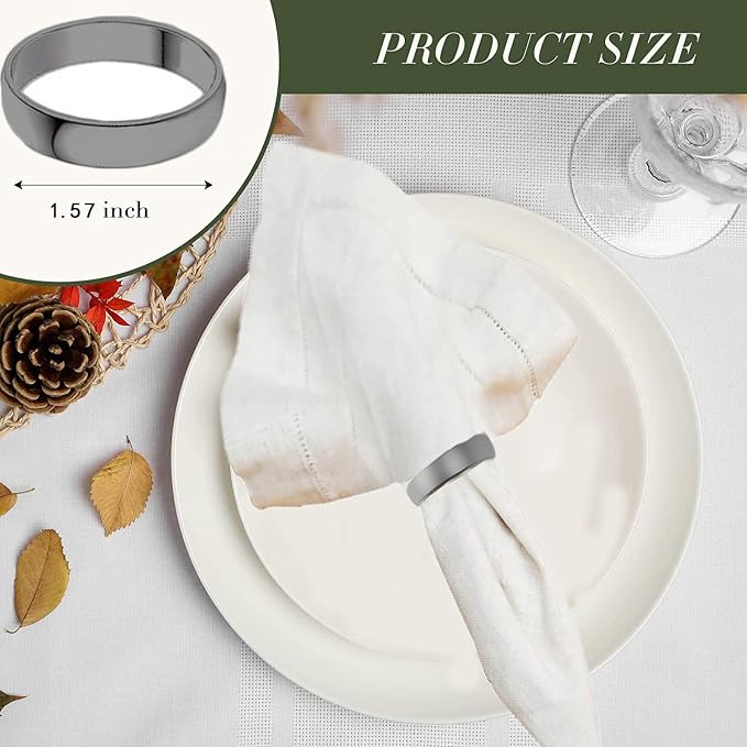 Grey Napkin Rings-10 Pcs Stainless Steel Napkin Rings | Metal Napkin Ring - Image 2