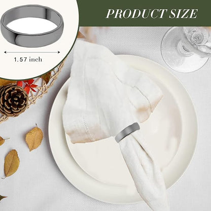 Grey Napkin Rings-10 Pcs Stainless Steel Napkin Rings | Metal Napkin Ring - Image 2