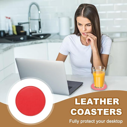 uxcell 5Pcs PU Leather Coasters - Image 6