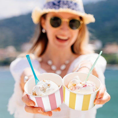 Aodaer 120 Pack 8 Ounces Paper Cups Disposable Stripe Dessert Bowls Ice Cream - Image 6